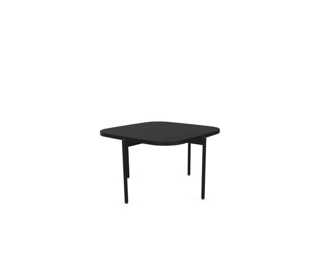 Black square table on a white background