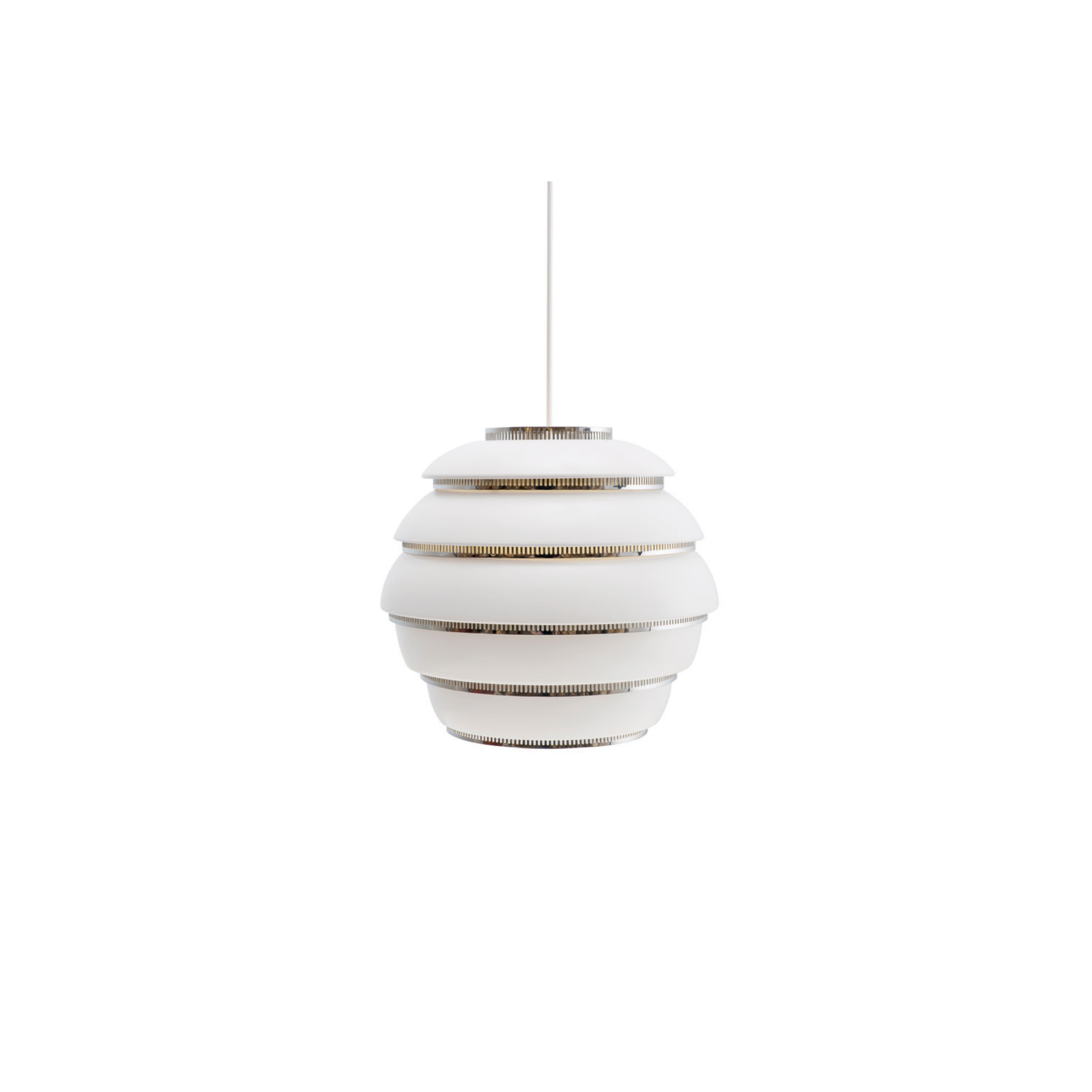 White pendant lamp with a honeycomb design on a white background