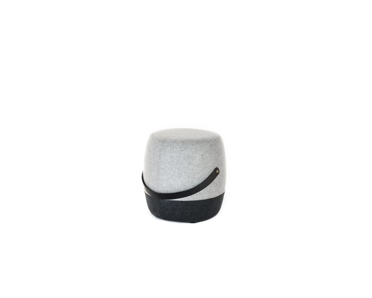 Dual Tone Fully upholstered ottoman with leather strap