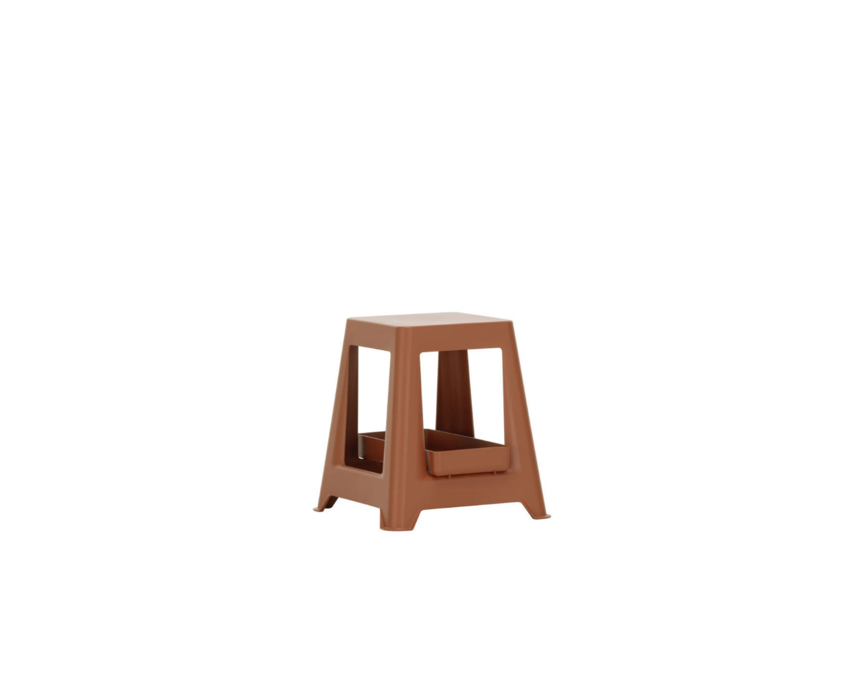 Brown step stool on a white background
