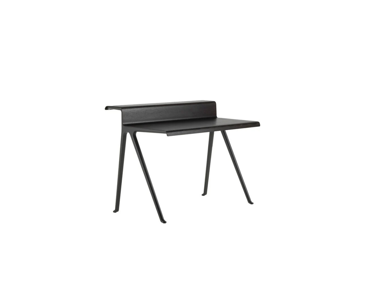 Black desk with curved backrest on a white background