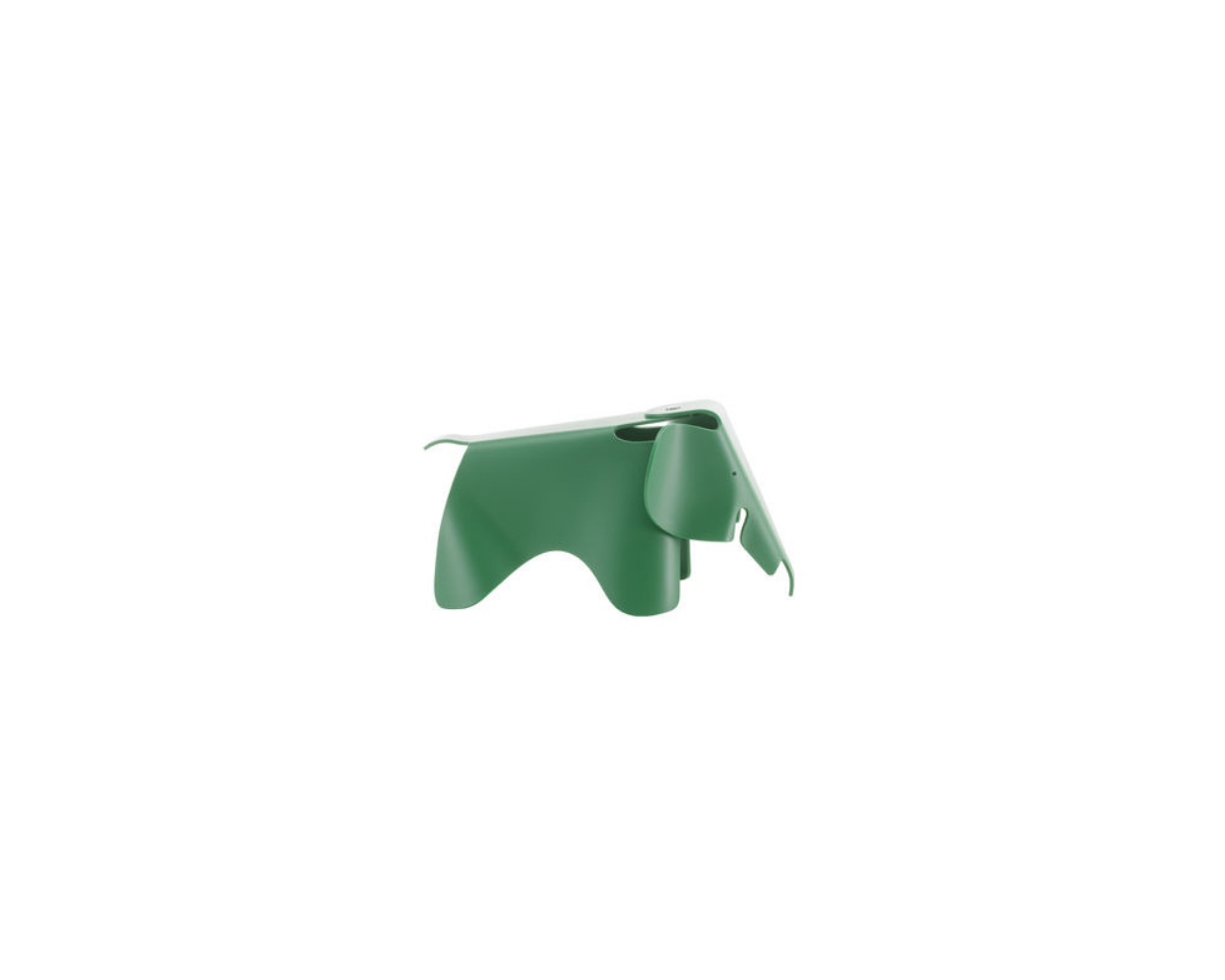 Green elephant-shaped stool on a white background