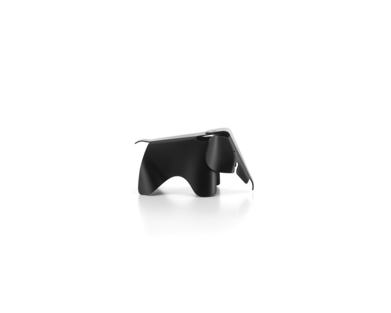 Black elephant-shaped object on a white background