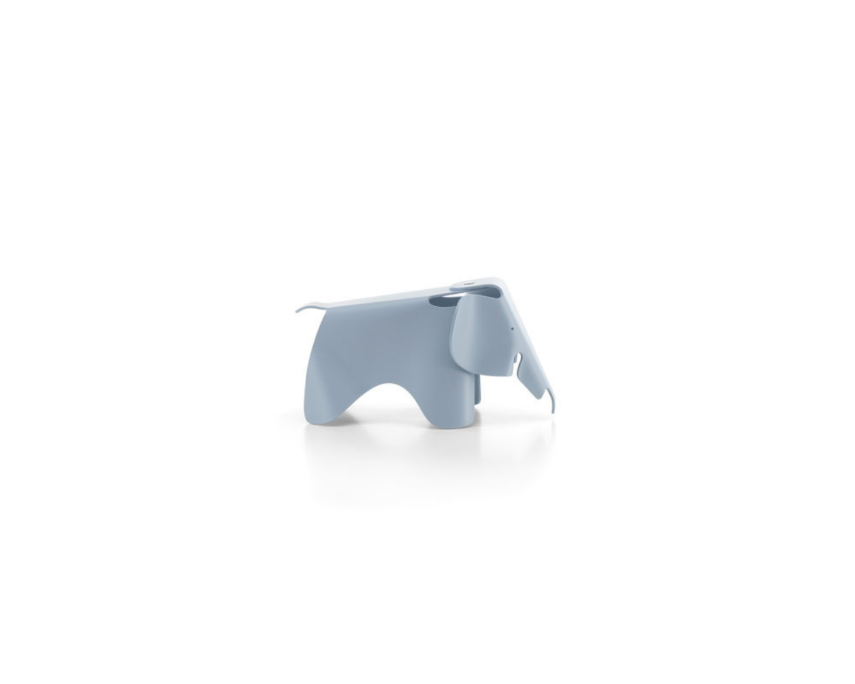 Small blue elephant sculpture on a white background
