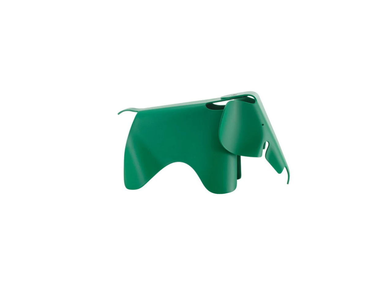 Green elephant-shaped object on a white background