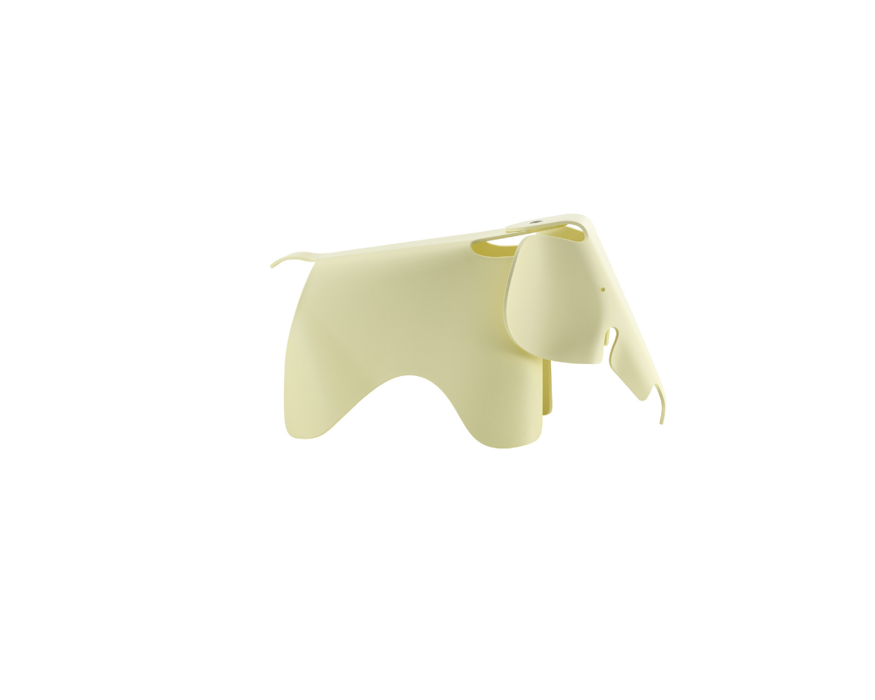 Yellow elephant-shaped object on a white background