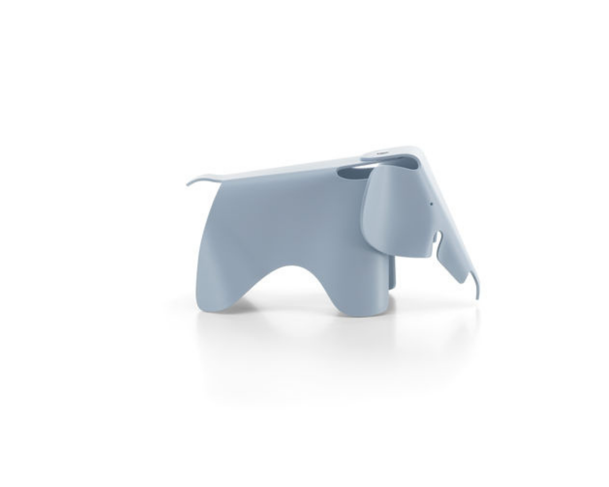 Blue elephant-shaped object on a white background