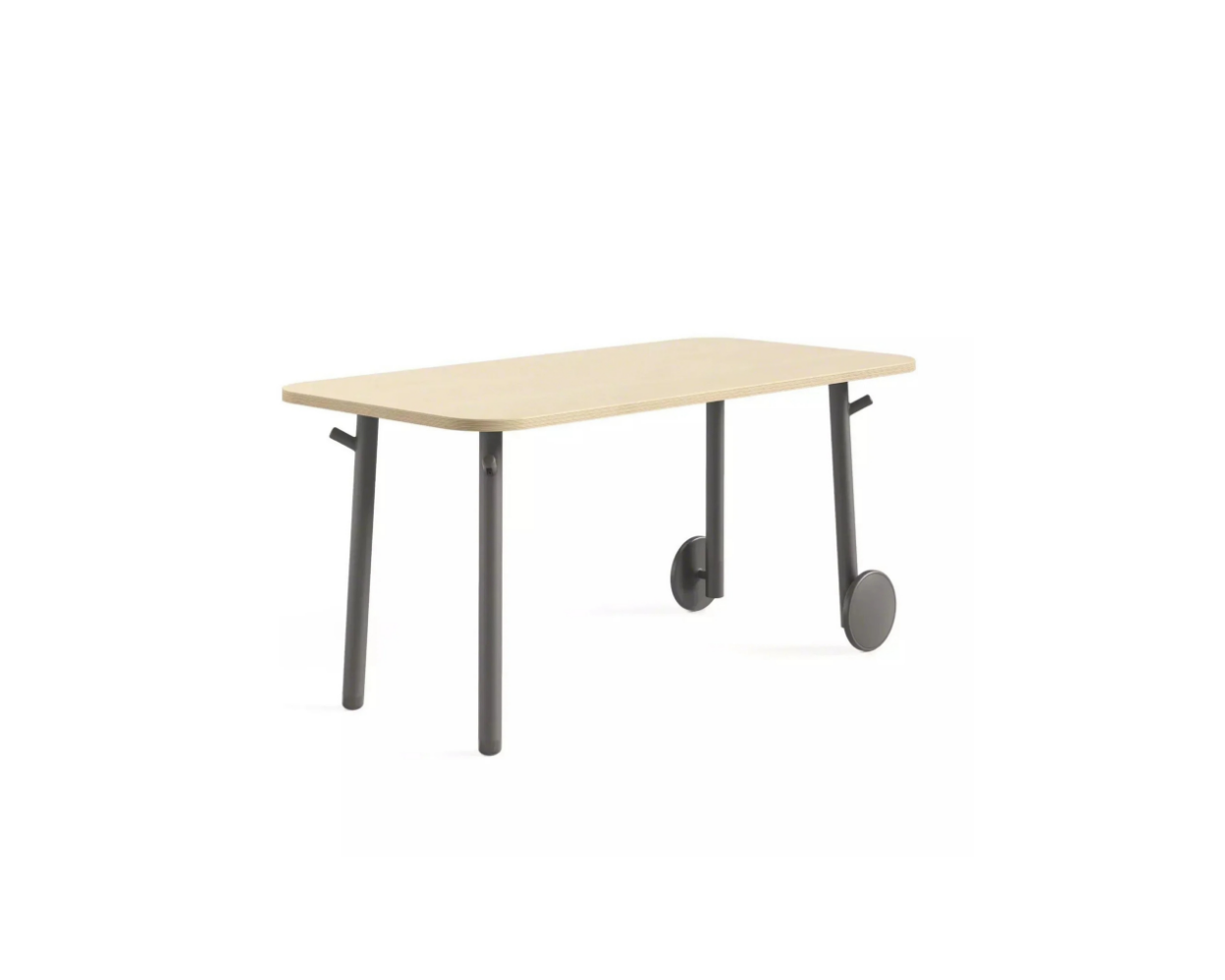 Rectangular table with wheels on a white background