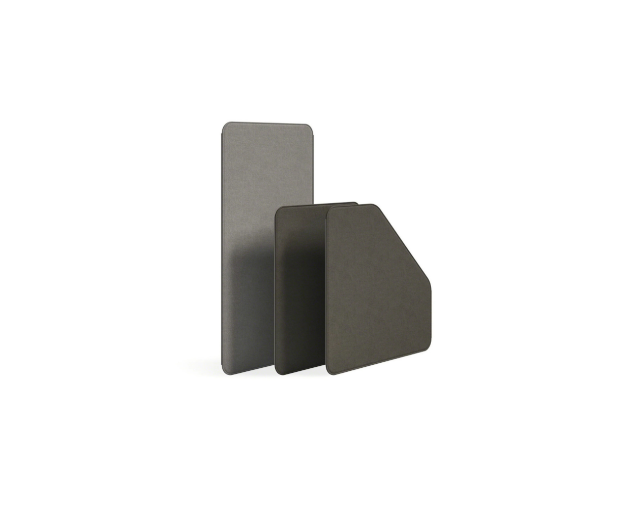 three dark grey Office screens on a white background 