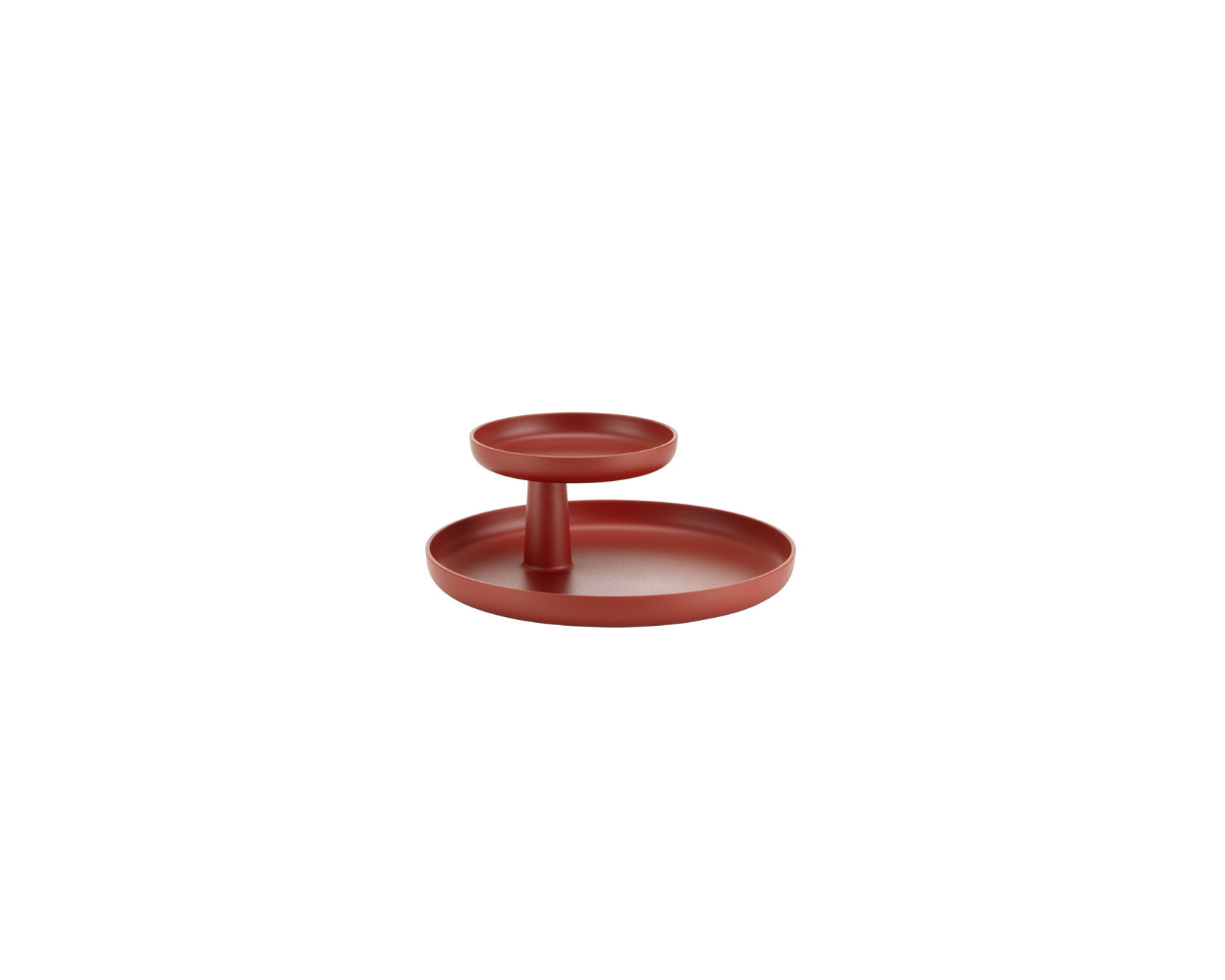 Red two-tiered tray on a white background