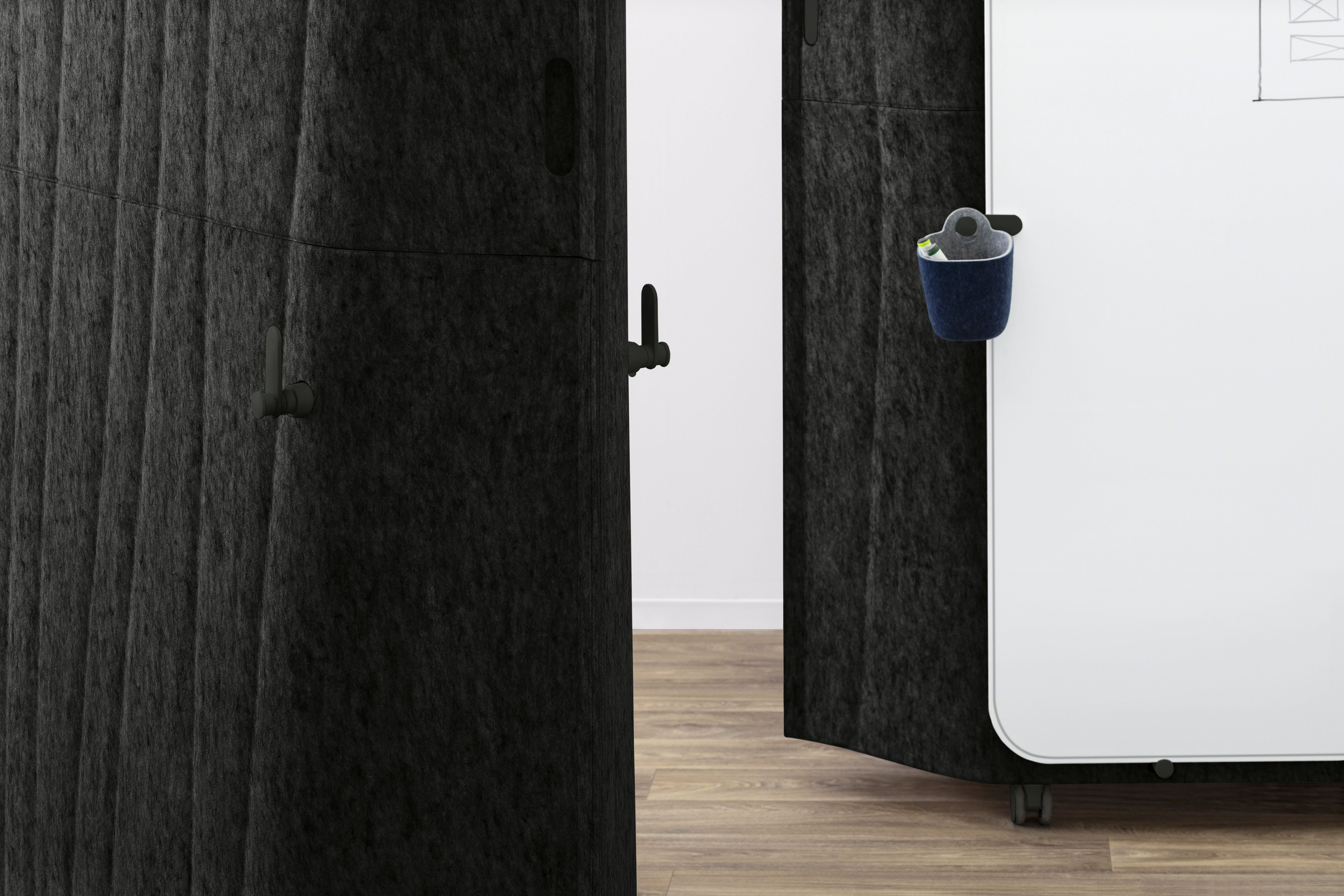 Black textured PET mobile screen room divider acoustic 