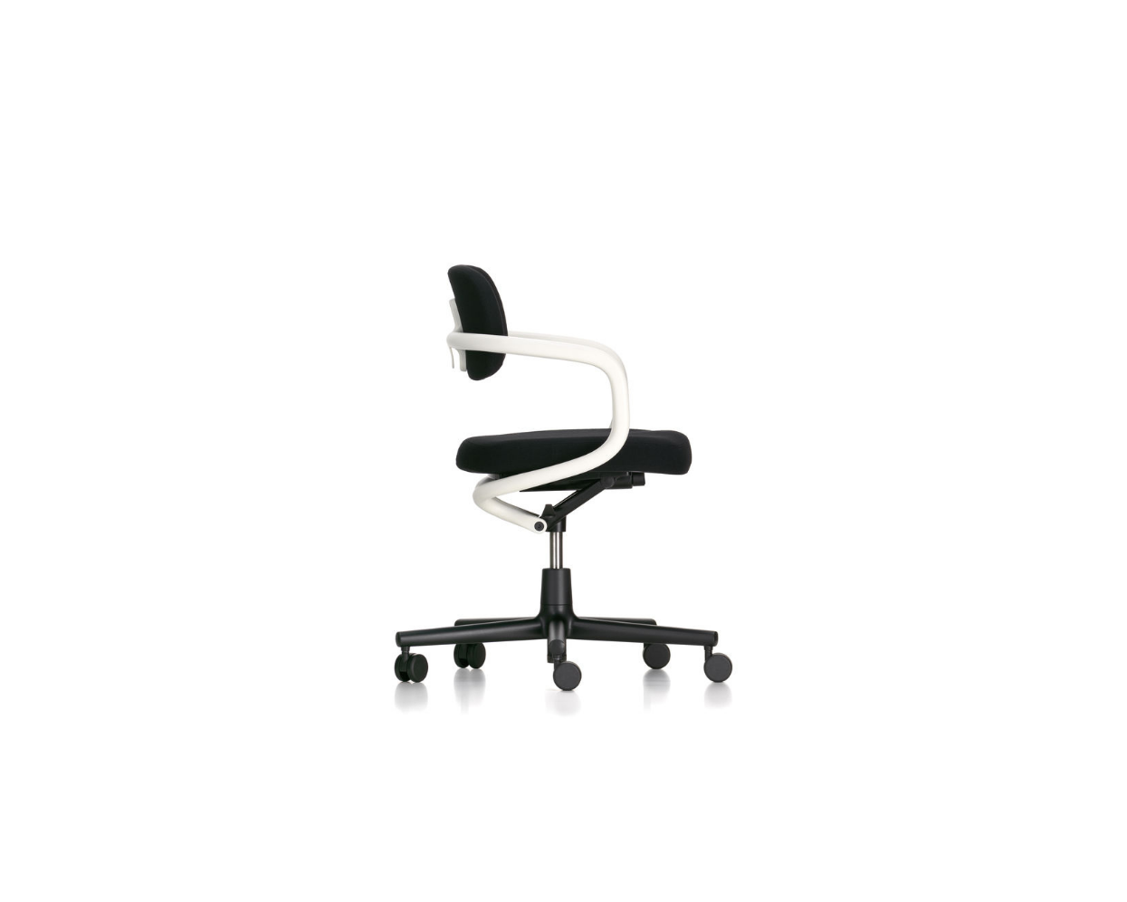 Modern office chair with black and white design on a white background