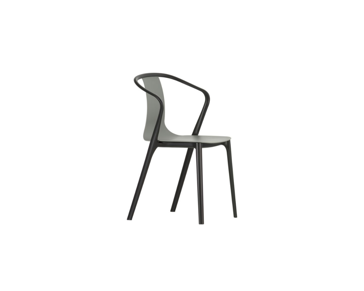 Modern chair with black frame and gray backrest on a white background