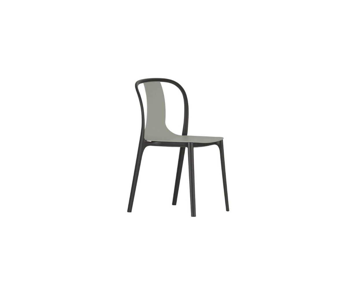 Modern chair with a black frame and gray seat on a white background