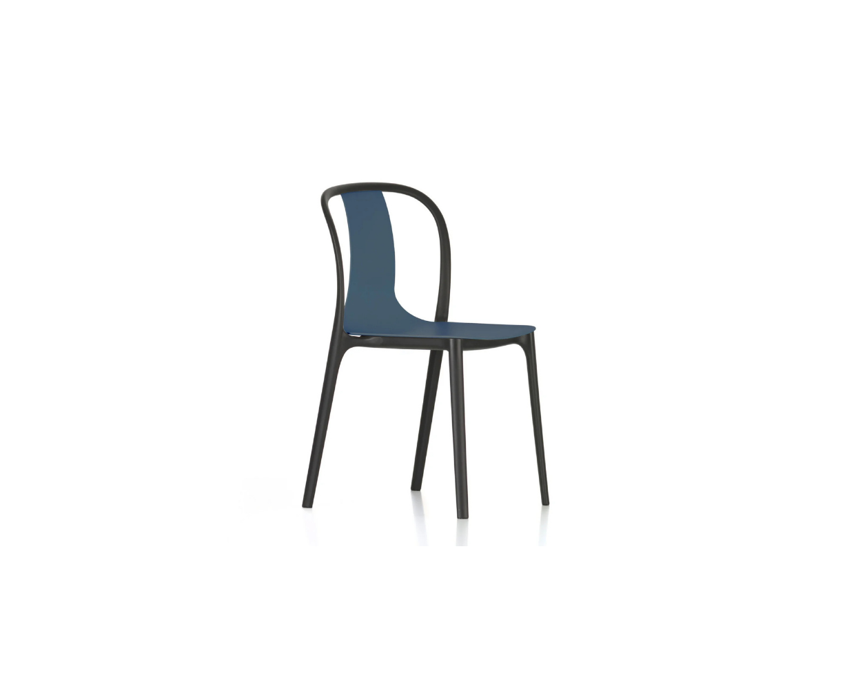 Blue chair with black frame on a white background