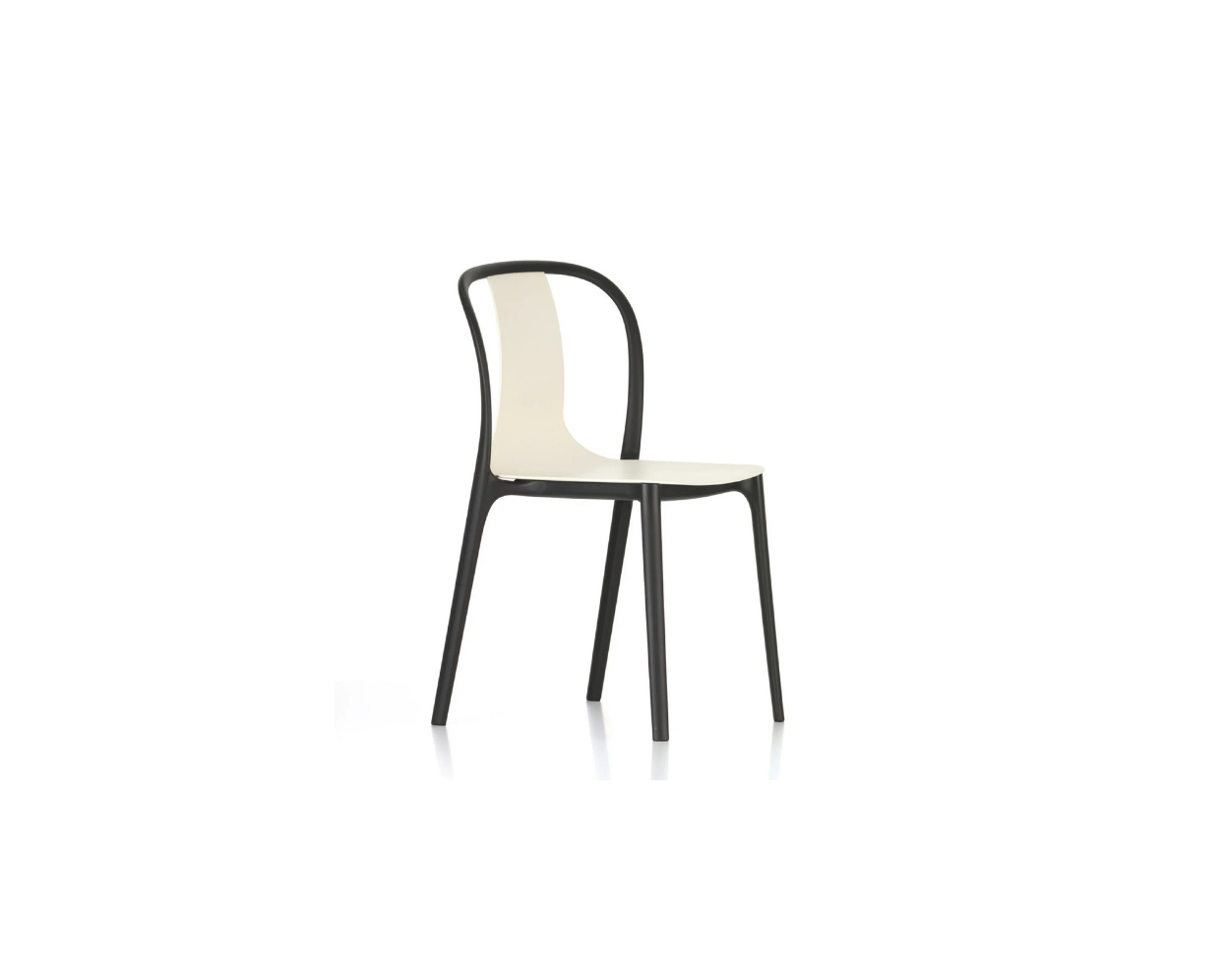 Modern chair with black frame and white seat on a white background