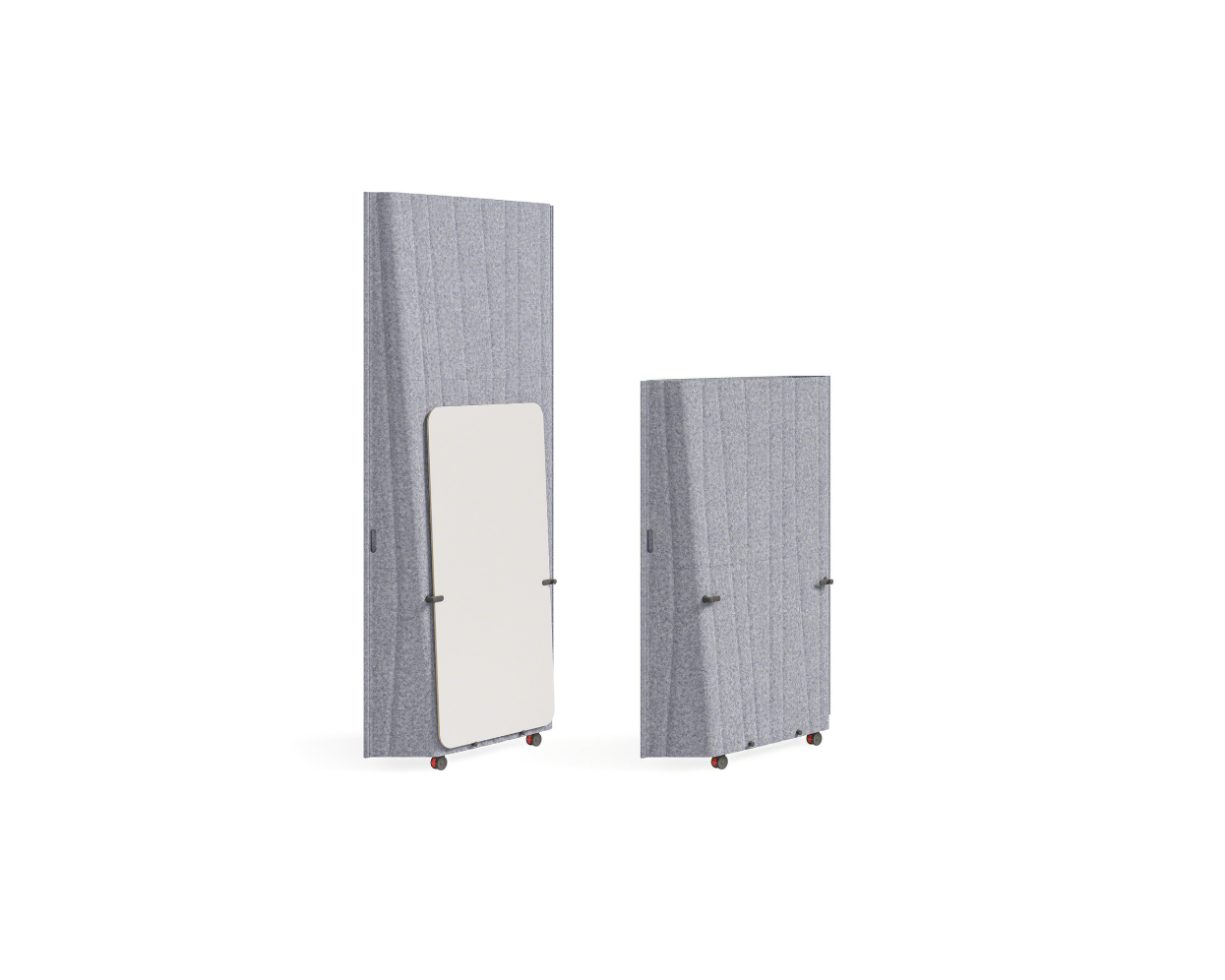 mobile grey room dividers with whiteboards panels on a white background